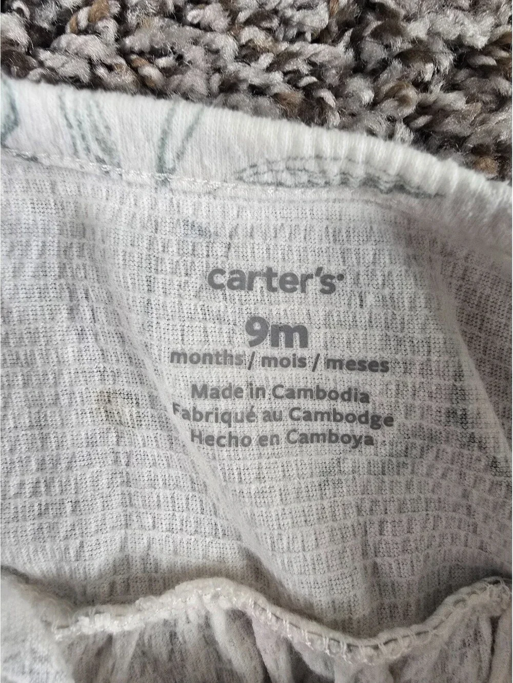 Carters Baby Girls Sz 9M Long Sleeve Gauzy Dress White Purple Floral